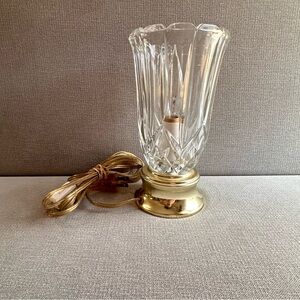 Vintage Cut Glass Table Lamp Crystal Style Brass Base Small Accent Light